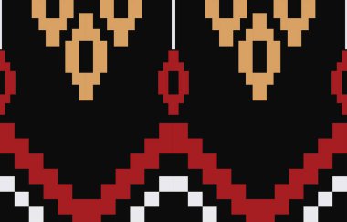 Aztek ve Navajo motiflerinin yer aldığı geometrik etnik Amerikan Yerli kabile desenleri kusursuz bir dekoratif doku oluşturur. Arkaplan, perde, halı, giysi, ambalaj için tasarım, Batik.