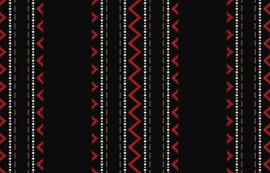 Aztek ve Navajo motiflerinin yer aldığı geometrik etnik Amerikan Yerli kabile desenleri kusursuz bir dekoratif doku oluşturur. Arkaplan, perde, halı, giysi, ambalaj için tasarım, Batik.