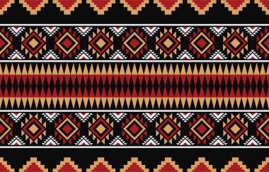 Aztek ve Navajo motiflerinin yer aldığı geometrik etnik Amerikan Yerli kabile desenleri kusursuz bir dekoratif doku oluşturur. Arkaplan, perde, halı, giysi, ambalaj için tasarım, Batik.