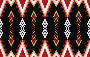 Aztek ve Navajo motiflerinin yer aldığı geometrik etnik Amerikan Yerli kabile desenleri kusursuz bir dekoratif doku oluşturur. Arkaplan, perde, halı, giysi, ambalaj için tasarım, Batik.