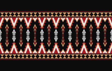 Aztek ve Navajo motiflerinin yer aldığı geometrik etnik Amerikan Yerli kabile desenleri kusursuz bir dekoratif doku oluşturur. Arkaplan, perde, halı, giysi, ambalaj için tasarım, Batik.
