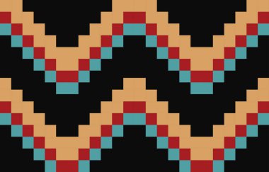 Aztek ve Navajo motiflerinin yer aldığı geometrik etnik Amerikan Yerli kabile desenleri kusursuz bir dekoratif doku oluşturur. Arkaplan, perde, halı, giysi, ambalaj için tasarım, Batik.