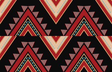 Aztek ve Navajo motiflerinin yer aldığı geometrik etnik Amerikan Yerli kabile desenleri kusursuz bir dekoratif doku oluşturur. Arkaplan, perde, halı, giysi, ambalaj için tasarım, Batik.