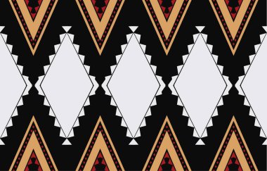 Aztek ve Navajo motiflerinin yer aldığı geometrik etnik Amerikan Yerli kabile desenleri kusursuz bir dekoratif doku oluşturur. Arkaplan, perde, halı, giysi, ambalaj için tasarım, Batik.