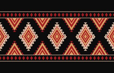 Aztek ve Navajo motiflerinin yer aldığı geometrik etnik Amerikan Yerli kabile desenleri kusursuz bir dekoratif doku oluşturur. Arkaplan, perde, halı, giysi, ambalaj için tasarım, Batik.