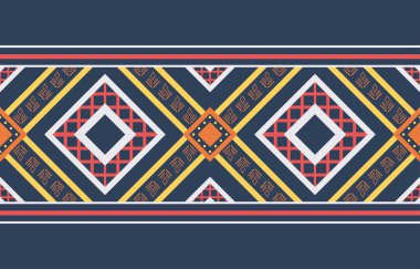 Aztek ve Navajo motiflerinin yer aldığı geometrik etnik Amerikan Yerli kabile desenleri kusursuz bir dekoratif doku oluşturur. Arkaplan, perde, halı, giysi, ambalaj için tasarım, Batik.