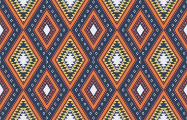 Aztek ve Navajo motiflerinin yer aldığı geometrik etnik Amerikan Yerli kabile desenleri kusursuz bir dekoratif doku oluşturur. Arkaplan, perde, halı, giysi, ambalaj için tasarım, Batik.