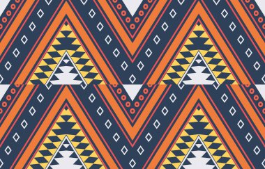 Aztek ve Navajo motiflerinin yer aldığı geometrik etnik Amerikan Yerli kabile desenleri kusursuz bir dekoratif doku oluşturur. Arkaplan, perde, halı, giysi, ambalaj için tasarım, Batik.