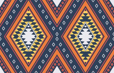 Aztek ve Navajo motiflerinin yer aldığı geometrik etnik Amerikan Yerli kabile desenleri kusursuz bir dekoratif doku oluşturur. Arkaplan, perde, halı, giysi, ambalaj için tasarım, Batik.