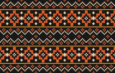 Aztek ve Navajo motiflerinin yer aldığı geometrik etnik Amerikan Yerli kabile desenleri kusursuz bir dekoratif doku oluşturur. Arkaplan, perde, halı, giysi, ambalaj için tasarım, Batik.