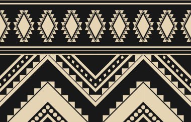 Aztek ve Navajo motiflerinin yer aldığı geometrik etnik Amerikan Yerli kabile desenleri kusursuz bir dekoratif doku oluşturur. Arkaplan, perde, halı, giysi, ambalaj için tasarım, Batik.