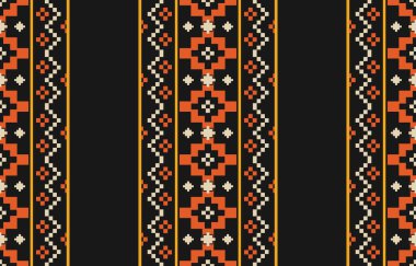 Aztek ve Navajo motiflerinin yer aldığı geometrik etnik Amerikan Yerli kabile desenleri kusursuz bir dekoratif doku oluşturur. Arkaplan, perde, halı, giysi, ambalaj için tasarım, Batik.