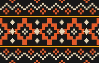 Aztek ve Navajo motiflerinin yer aldığı geometrik etnik Amerikan Yerli kabile desenleri kusursuz bir dekoratif doku oluşturur. Arkaplan, perde, halı, giysi, ambalaj için tasarım, Batik.