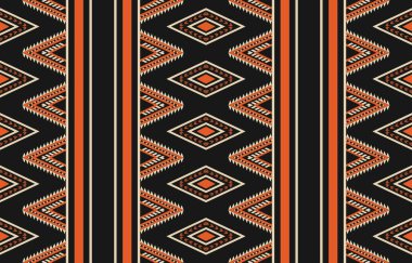 Aztek ve Navajo motiflerinin yer aldığı geometrik etnik Amerikan Yerli kabile desenleri kusursuz bir dekoratif doku oluşturur. Arkaplan, perde, halı, giysi, ambalaj için tasarım, Batik.