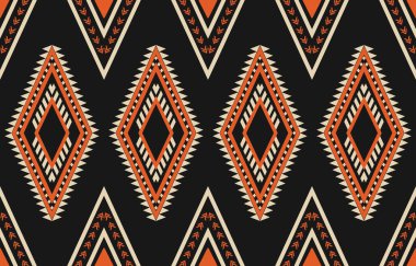 Aztek ve Navajo motiflerinin yer aldığı geometrik etnik Amerikan Yerli kabile desenleri kusursuz bir dekoratif doku oluşturur. Arkaplan, perde, halı, giysi, ambalaj için tasarım, Batik.
