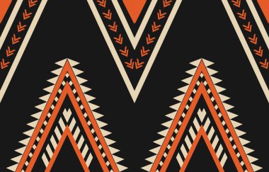 Aztek ve Navajo motiflerinin yer aldığı geometrik etnik Amerikan Yerli kabile desenleri kusursuz bir dekoratif doku oluşturur. Arkaplan, perde, halı, giysi, ambalaj için tasarım, Batik.