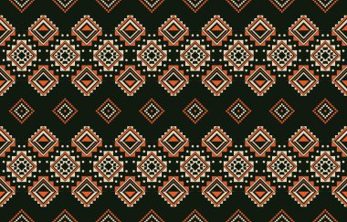 Aztek ve Navajo motiflerinin yer aldığı geometrik etnik Amerikan Yerli kabile desenleri kusursuz bir dekoratif doku oluşturur. Arkaplan, perde, halı, giysi, ambalaj için tasarım, Batik.