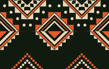 Aztek ve Navajo motiflerinin yer aldığı geometrik etnik Amerikan Yerli kabile desenleri kusursuz bir dekoratif doku oluşturur. Arkaplan, perde, halı, giysi, ambalaj için tasarım, Batik.