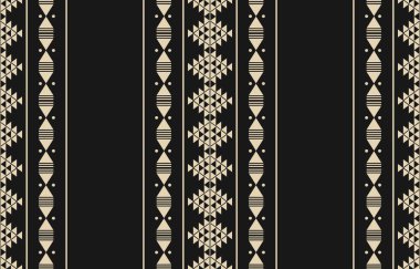Aztek ve Navajo motiflerinin yer aldığı geometrik etnik Amerikan Yerli kabile desenleri kusursuz bir dekoratif doku oluşturur. Arkaplan, perde, halı, giysi, ambalaj için tasarım, Batik.