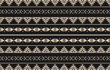 Aztek ve Navajo motiflerinin yer aldığı geometrik etnik Amerikan Yerli kabile desenleri kusursuz bir dekoratif doku oluşturur. Arkaplan, perde, halı, giysi, ambalaj için tasarım, Batik.