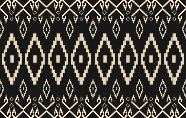 Aztek ve Navajo motiflerinin yer aldığı geometrik etnik Amerikan Yerli kabile desenleri kusursuz bir dekoratif doku oluşturur. Arkaplan, perde, halı, giysi, ambalaj için tasarım, Batik.