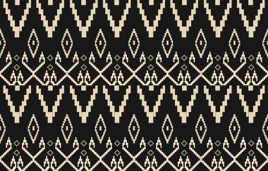 Aztek ve Navajo motiflerinin yer aldığı geometrik etnik Amerikan Yerli kabile desenleri kusursuz bir dekoratif doku oluşturur. Arkaplan, perde, halı, giysi, ambalaj için tasarım, Batik.