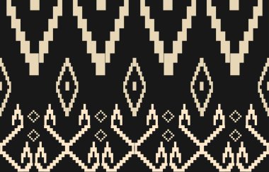 Aztek ve Navajo motiflerinin yer aldığı geometrik etnik Amerikan Yerli kabile desenleri kusursuz bir dekoratif doku oluşturur. Arkaplan, perde, halı, giysi, ambalaj için tasarım, Batik.