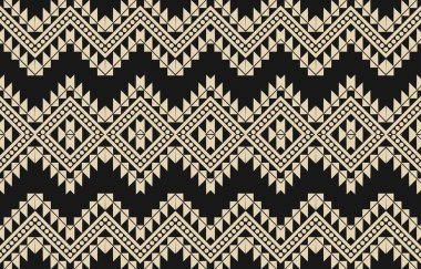 Aztek ve Navajo motiflerinin yer aldığı geometrik etnik Amerikan Yerli kabile desenleri kusursuz bir dekoratif doku oluşturur. Arkaplan, perde, halı, giysi, ambalaj için tasarım, Batik.