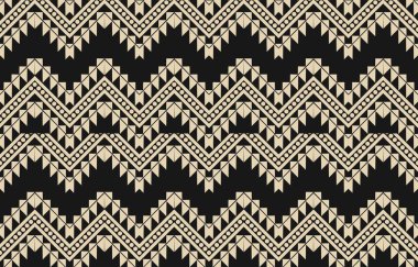 Aztek ve Navajo motiflerinin yer aldığı geometrik etnik Amerikan Yerli kabile desenleri kusursuz bir dekoratif doku oluşturur. Arkaplan, perde, halı, giysi, ambalaj için tasarım, Batik.