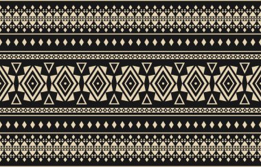 Aztek ve Navajo motiflerinin yer aldığı geometrik etnik Amerikan Yerli kabile desenleri kusursuz bir dekoratif doku oluşturur. Arkaplan, perde, halı, giysi, ambalaj için tasarım, Batik.