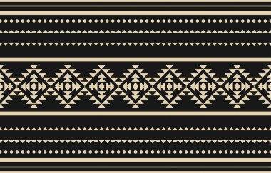 Aztek ve Navajo motiflerinin yer aldığı geometrik etnik Amerikan Yerli kabile desenleri kusursuz bir dekoratif doku oluşturur. Arkaplan, perde, halı, giysi, ambalaj için tasarım, Batik.