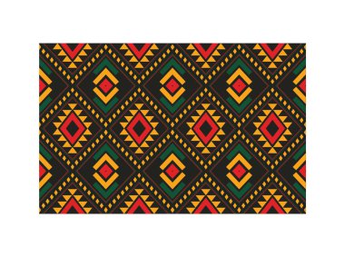 Aztek ve Navajo motiflerinin yer aldığı geometrik etnik Amerikan Yerli kabile desenleri kusursuz bir dekoratif doku oluşturur. Arkaplan, perde, halı, giysi, ambalaj için tasarım, Batik.