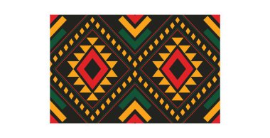 Aztek ve Navajo motiflerinin yer aldığı geometrik etnik Amerikan Yerli kabile desenleri kusursuz bir dekoratif doku oluşturur. Arkaplan, perde, halı, giysi, ambalaj için tasarım, Batik.