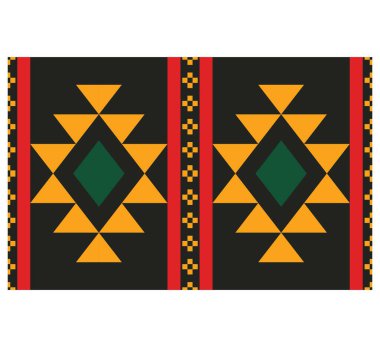 Aztek ve Navajo motiflerinin yer aldığı geometrik etnik Amerikan Yerli kabile desenleri kusursuz bir dekoratif doku oluşturur. Arkaplan, perde, halı, giysi, ambalaj için tasarım, Batik.