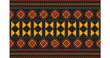Aztek ve Navajo motiflerinin yer aldığı geometrik etnik Amerikan Yerli kabile desenleri kusursuz bir dekoratif doku oluşturur. Arkaplan, perde, halı, giysi, ambalaj için tasarım, Batik.