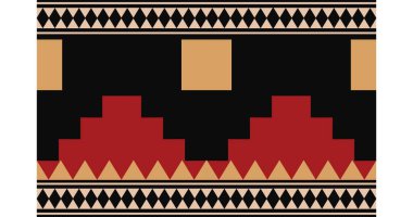 Aztek ve Navajo motiflerinin yer aldığı geometrik etnik Amerikan Yerli kabile desenleri kusursuz bir dekoratif doku oluşturur. Arkaplan, perde, halı, giysi, ambalaj için tasarım, Batik.