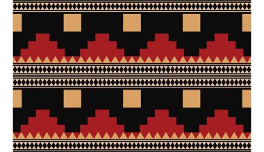 Aztek ve Navajo motiflerinin yer aldığı geometrik etnik Amerikan Yerli kabile desenleri kusursuz bir dekoratif doku oluşturur. Arkaplan, perde, halı, giysi, ambalaj için tasarım, Batik.