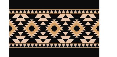Aztek ve Navajo motiflerinin yer aldığı geometrik etnik Amerikan Yerli kabile desenleri kusursuz bir dekoratif doku oluşturur. Arkaplan, perde, halı, giysi, ambalaj için tasarım, Batik.