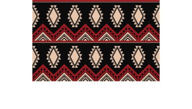 Aztek ve Navajo motiflerinin yer aldığı geometrik etnik Amerikan Yerli kabile desenleri kusursuz bir dekoratif doku oluşturur. Arkaplan, perde, halı, giysi, ambalaj için tasarım, Batik.