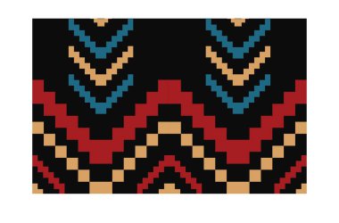 Aztek ve Navajo motiflerinin yer aldığı geometrik etnik Amerikan Yerli kabile desenleri kusursuz bir dekoratif doku oluşturur. Arkaplan, perde, halı, giysi, ambalaj için tasarım, Batik.