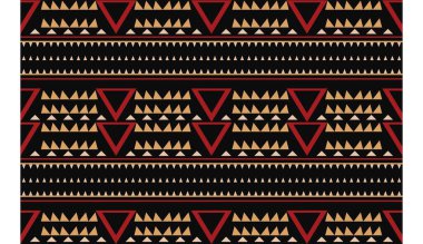 Aztek ve Navajo motiflerinin yer aldığı geometrik etnik Amerikan Yerli kabile desenleri kusursuz bir dekoratif doku oluşturur. Arkaplan, perde, halı, giysi, ambalaj için tasarım, Batik.