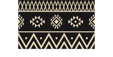 Aztek ve Navajo motiflerinin yer aldığı geometrik etnik Amerikan Yerli kabile desenleri kusursuz bir dekoratif doku oluşturur. Arkaplan, perde, halı, giysi, ambalaj için tasarım, Batik.