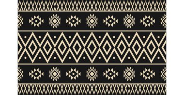 Aztek ve Navajo motiflerinin yer aldığı geometrik etnik Amerikan Yerli kabile desenleri kusursuz bir dekoratif doku oluşturur. Arkaplan, perde, halı, giysi, ambalaj için tasarım, Batik.