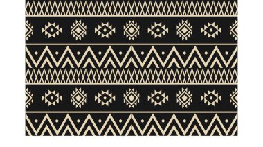 Aztek ve Navajo motiflerinin yer aldığı geometrik etnik Amerikan Yerli kabile desenleri kusursuz bir dekoratif doku oluşturur. Arkaplan, perde, halı, giysi, ambalaj için tasarım, Batik.