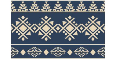 Aztek ve Navajo motiflerinin yer aldığı geometrik etnik Amerikan Yerli kabile desenleri kusursuz bir dekoratif doku oluşturur. Arkaplan, perde, halı, giysi, ambalaj için tasarım, Batik.