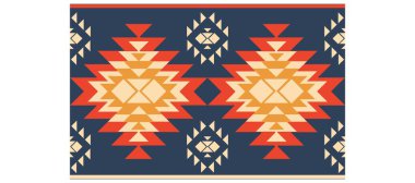 Aztek ve Navajo motiflerinin yer aldığı geometrik etnik Amerikan Yerli kabile desenleri kusursuz bir dekoratif doku oluşturur. Arkaplan, perde, halı, giysi, ambalaj için tasarım, Batik.