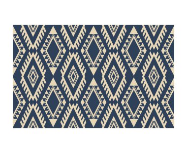 Aztek ve Navajo motiflerinin yer aldığı geometrik etnik Amerikan Yerli kabile desenleri kusursuz bir dekoratif doku oluşturur. Arkaplan, perde, halı, giysi, ambalaj için tasarım, Batik.