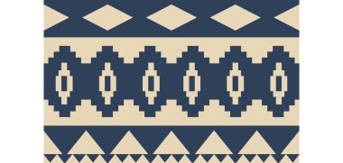 Aztek ve Navajo motiflerinin yer aldığı geometrik etnik Amerikan Yerli kabile desenleri kusursuz bir dekoratif doku oluşturur. Arkaplan, perde, halı, giysi, ambalaj için tasarım, Batik.