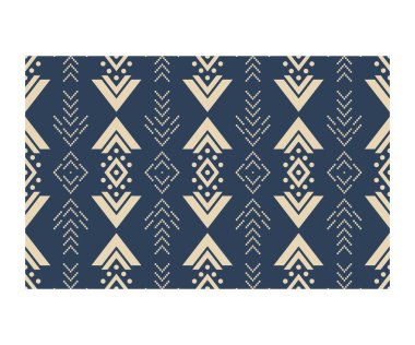 Aztek ve Navajo motiflerinin yer aldığı geometrik etnik Amerikan Yerli kabile desenleri kusursuz bir dekoratif doku oluşturur. Arkaplan, perde, halı, giysi, ambalaj için tasarım, Batik.