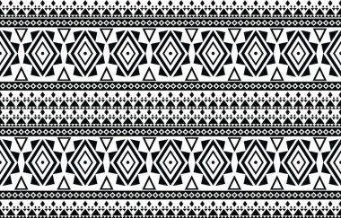 Aztek ve Navajo motiflerinin yer aldığı geometrik etnik Amerikan Yerli kabile desenleri kusursuz bir dekoratif doku oluşturur. Arkaplan, perde, halı, giysi, ambalaj için tasarım, Batik.